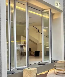 Safety Glass Aluminum Bi Folding Door Heavy Duty Frame Wide Opening Modern Design Stable Folding Door