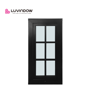 Black Wooden Windows Double Glazed Aluminum Clad Wood Burglar Proof Door