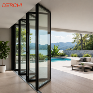 Thermal Break Aluminum Impact Proof Soundproof House Exterior Bifold Doors Bi Folding Doors For Patio Use