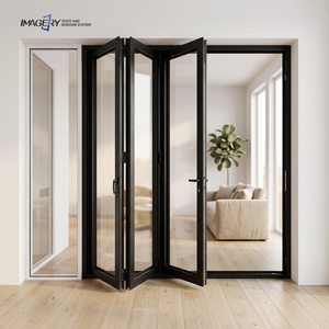 Custom Aluminum Folding Glass Door Bi-Fold Space Saving Thermal Insulation