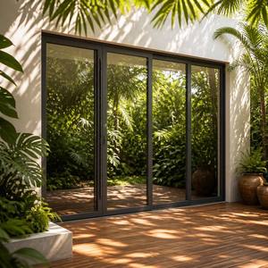 Slim Frame Tempered Glass Aluminum Alloy Sliding Door Waterproof