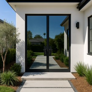 Customized Aluminum Double Glass Swing Doors Heavy Duty Thermal Break Soundproof Entrance Door