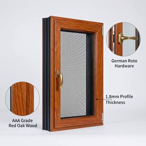 HUACAI Russian Larch Grade Aluminum Wood Composite Window