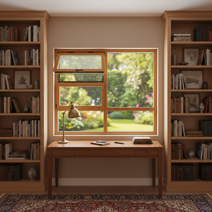 Aluminium Arch House Casement Windows Wooden Frame Stainless Steel Screen