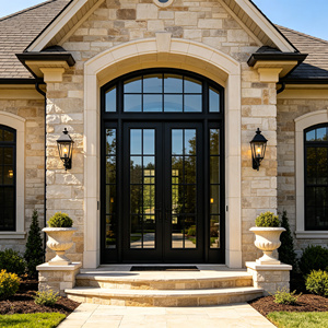 Thermal Break Aluminum Double Entry Door Double Glazed