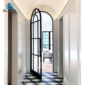 French Exterior Entry Main Modern Glass Arch Aluminium Door