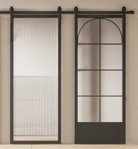High-end European Custom Aluminum Glass Sliding Barn Door Modern Wall-mounted Style