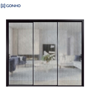 Extremely Narrow Electric Sliding Door Single Ground Glass Panel Narrow Aluminum Frame Interior Sliding Door