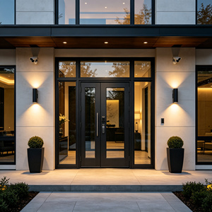 Thermal Break Aluminum Security Entry Door Glazed Ballistic Glass Waterproof Exterior Door