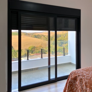 Interior Sliding Doors Aluminum Profiles windproof heat insulation Double Tempered Glass Door