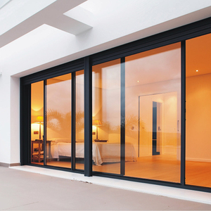 Energy Efficient Aluminium Double Tempered Glass Patio Three Rail Sliding Doors