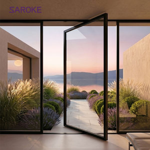 American Standard Thermal Break Soft Close Slim Double Glass Interior Aluminium Alloy Pivot Door