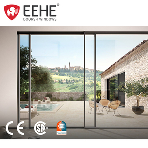 EEHE 96*80 NFRC Certified Aluminum Alloy Glass Sliding Door Windproof Outdoor Sliding Door With Insect Screen