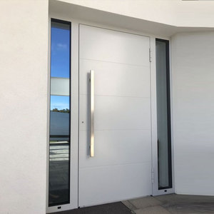 Villa Apartment Exterior Modern White Flat Panel Door Front Entry Doors Entrance Pivot