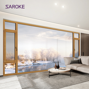 Large Tempered Glass Tilt and Turn Aluminum Clad Wood Finish Casement Window