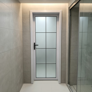 Custom Aluminum Framed Water Resistant Interior Swing Door Frosted Tempered Glass