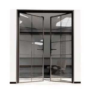 Born Doors and Windows Aluminum Black Aluminum Alloy Frame Double Tempered Glass Indoor Living Room Casement Door