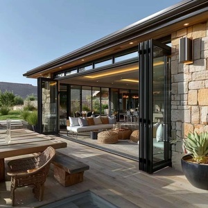 Aluminum Bi Fold Door for Terrace Insulated Glass With Window Grill Luxury Wide Waterproof Custom Made