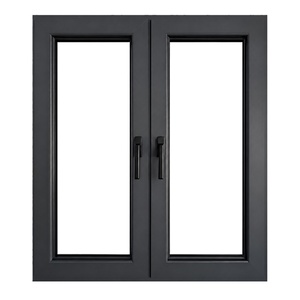 European Dark Grey Aluminium System Casement Window Double Pane With Grill for Sunroom and Patio