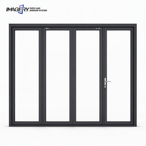Modern Aluminum Alloy Tempered Glass Waterproof Sliding Bifold Accordion Folding Door For Indoor Bedrooms Courtyard Warehouse