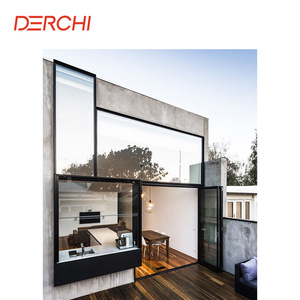 DERCHI NFRC USA Standard Picture Window Open Out Specialty Bay Windows Top Double Glazed Outward Swing Aluminum Casement Windows