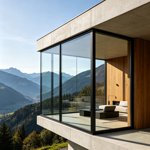 Thermal Break Aluminum Fixed Picture Window Slim Frame Triple Glazed Low-E Glass Soundproof