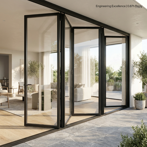Modern Slim Profile Folding Patio Aluminum Bifold Doors CE Certified System