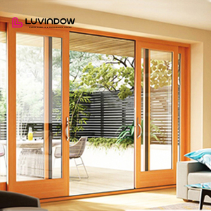 Aluminum Clad Wood Lift and Sliding Patio Door Double Glazed Tempered Glass Simple Design for Residential Entry
