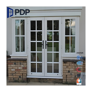 China Manufacturer Double Panels Swing French Style Aluminum Alloy Anti-Theft Entry Casement Door