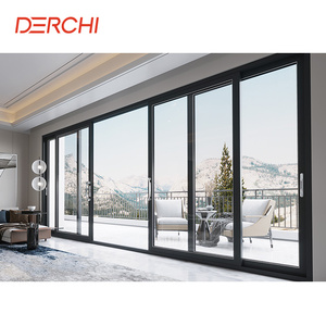 In Stock 16ft*8ft Hurricane Proof Impact Balcony Patio Slide Glass Door Aluminum Sliding Glass Door For Exterior