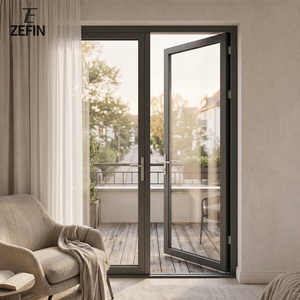 Factory Custom Modern Aluminum Alloy Swing Door Waterproof Tempered Glass Bathroom Hinged Door