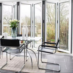 Wide Opening Aluminum Bi Folding Door Double Insulated Glazed High Security Heavy Duty Stable Exterior Folding Door