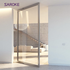 Oversized Electronic White Aluminum Pivot Door