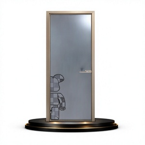 Frosted Glass Sliding Partition Door 6cm Aluminum Frame