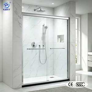 Hotel Apartment Aluminum Frame Double Bypass Sliding Shower Door