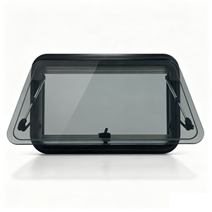 700*400mm Factory Price MayGood Radius Corner Flat Window with Black High Quality Powder Coated Aluminum Frame for RVs