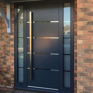 New Arrival Customize House Exterior Entrance Security Pivot Door Safety Front Main Gate Wrought Aluminum Slab Entry Doors