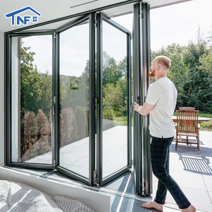 Modern Waterproof Aluminium Exterior Patio Accordion Double Tempered Low-e Glass Bi-Fold Folding Door