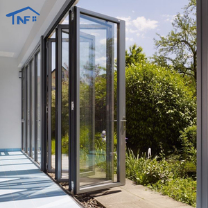 OEM NFRC Waterproof Thermal Break Aluminum Outdoor Exterior Stacking Bi-fold Accordion Folding Door