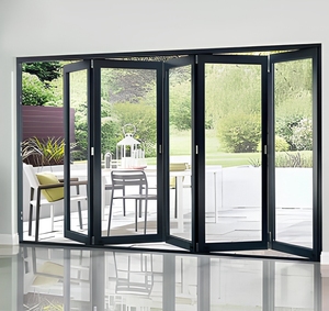 Bi Fold Aluminum Modern Double Tempered Glass Exterior Patio Veranda Folding Doors with Germany Brand Hardware