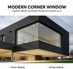 Minimalist Style Corner Bay Window, Thermal Break Aluminum Corner Window with Large