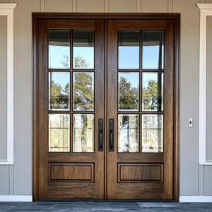 Modern Luxury Aluminum Clad Wood Casement Doors Sound Insulated Triple Glazed Solid Timber Entry Door