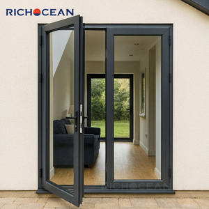 Hotel Commercial Hurricane Impact Aluminum Triple Glass French Swing Door