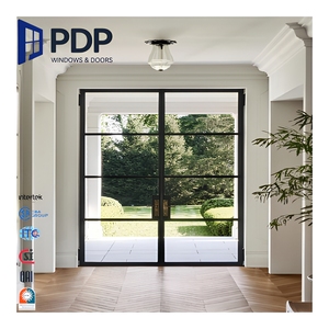 Modern Aluminum French Casement Door Anti-Theft Waterproof Tempered Glass
