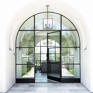 Insulated Arched Antique Heritage Black Aluminium French Front Doors