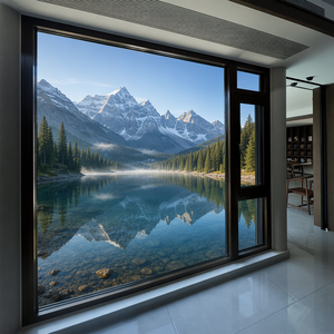 HUACAI Luxury Villa Aluminum Clad Red Oak Wood Tilt Turn Window Triple Glazed Soundproof German Roto Hardware Custom Design