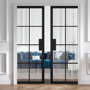 Black French Double Pocket Door System Sliding Pocket Doors