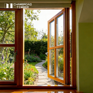 Custom Made Solid Modern Wood Casement Window Premium Frame