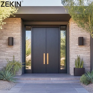 ZEKIN Aluminum Double House Front Entry Luxury Glass Door