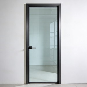 Energy Saving Thermal Break Soundproof Slim Frame Single Leaf Aluminum Glass Casement Door